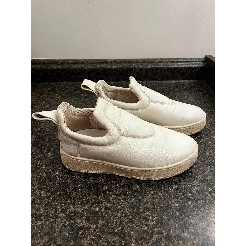 Celine Paris Women Cream Leather Padded Slip On Platform Sneakers Size 37 Italy - Picture 3 of 8
